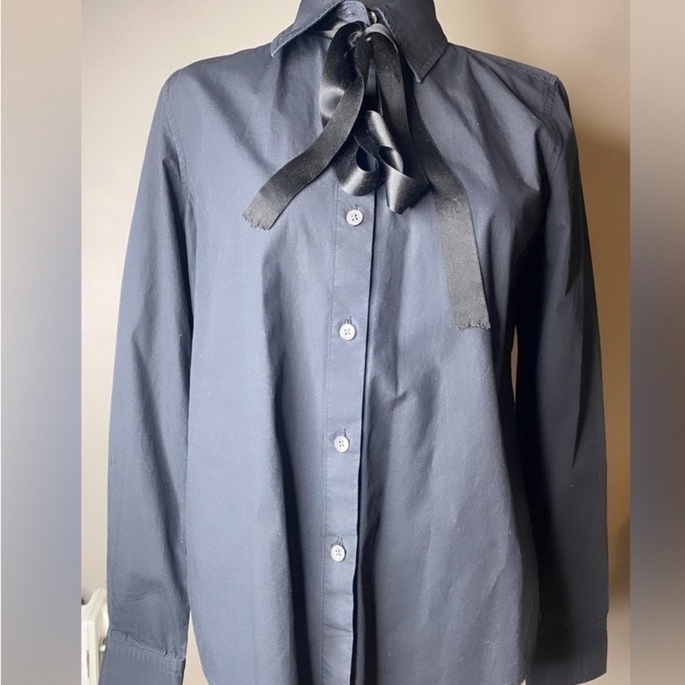 Marc Jacobs Dark Blue Button Down with Black Ribbon
